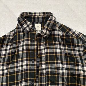 H&M Men's Black, White, and Yellow Checkered Shirt